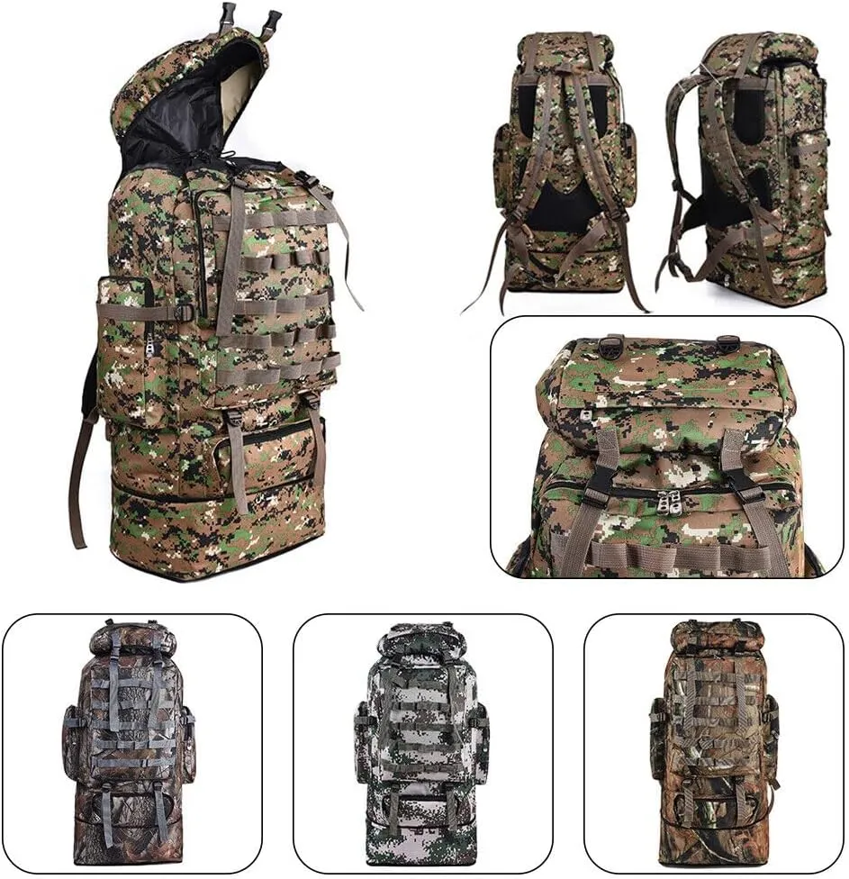 100L Camping Hiking Backpack, Large Military Tactical Backpack Waterproof Travel Daypack Survival Rucksack Bushcraft Backpack Lightweight Outdoor Camping Bag, Army Green
