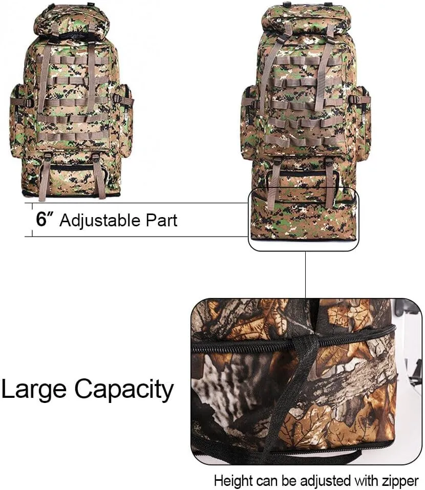 100L Camping Hiking Backpack, Large Military Tactical Backpack Waterproof Travel Daypack Survival Rucksack Bushcraft Backpack Lightweight Outdoor Camping Bag, Army Green
