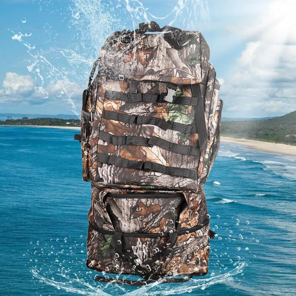 100L Camping Hiking Backpack, Large Military Tactical Backpack Waterproof Travel Daypack Survival Rucksack Bushcraft Backpack Lightweight Outdoor Camping Bag, Army Green