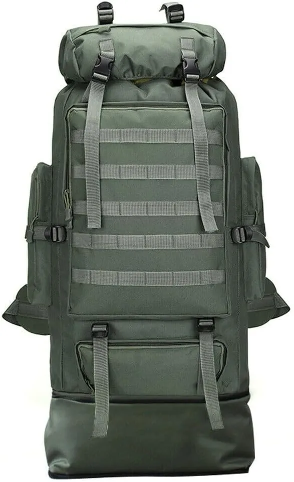 100L Camping Hiking Backpack, Large Military Tactical Backpack Waterproof Travel Daypack Survival Rucksack Bushcraft Backpack Lightweight Outdoor Camping Bag, Army Green
