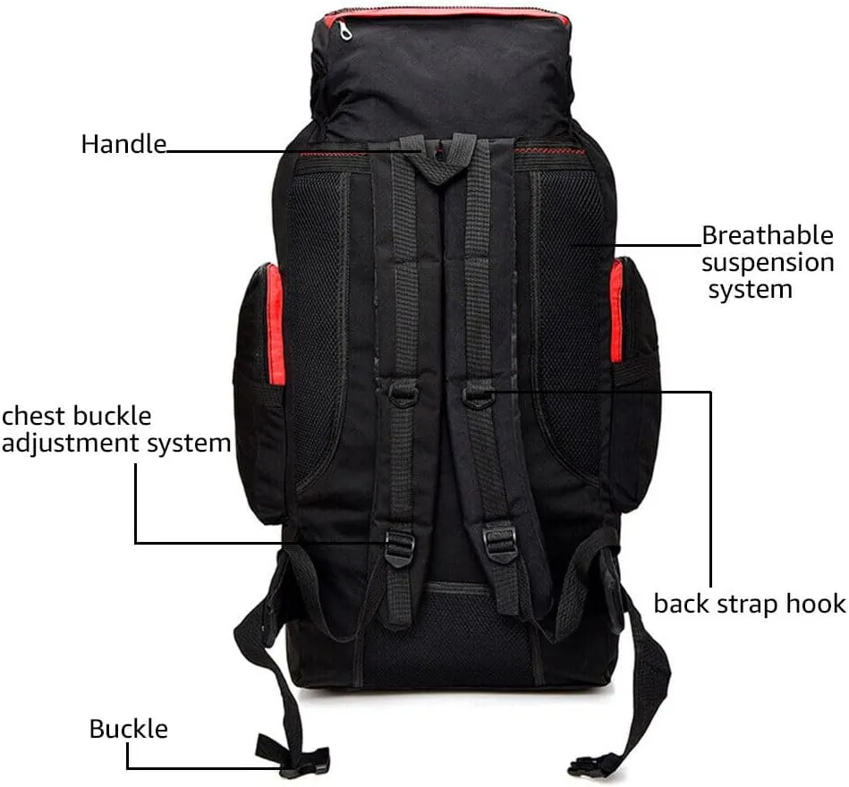 100L Large Military Tactical Backpack, Waterproof Travel Daypack, Survival Rucksack, Bushcraft Backpack, Lightweight Outdoor Camping Bag, Blue