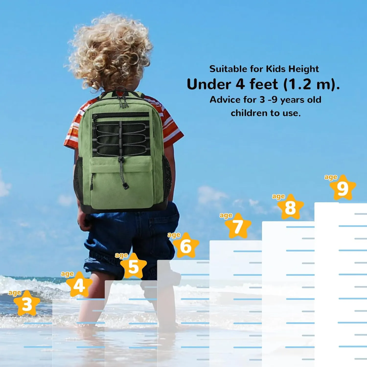 10L Small Size Casual Backpack for Kids Girls Boys Ages 3-9, Mini Waterproof Outdoor Sport Travel Hiking Camping Daypack (Army Green)