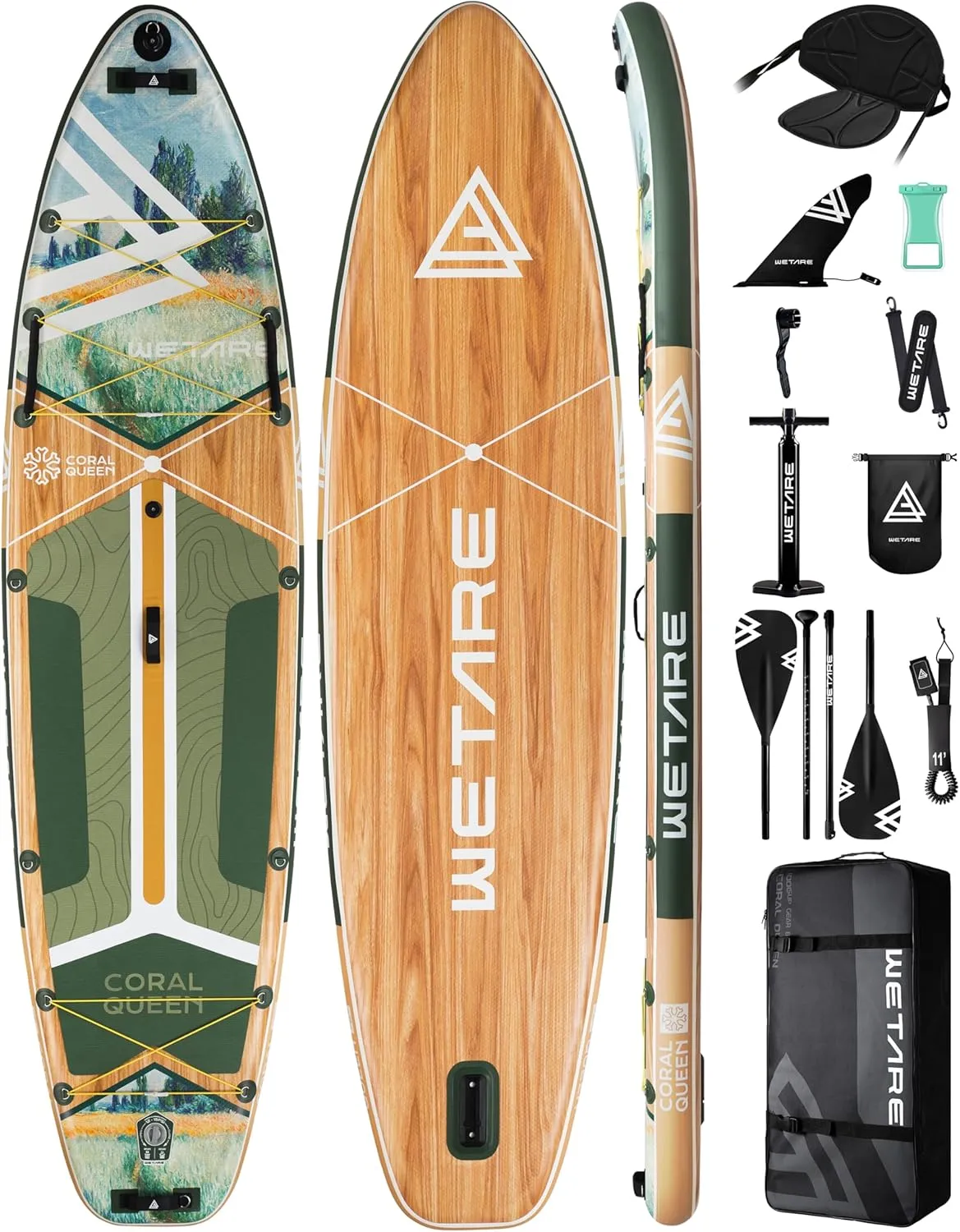 11'6"x35" Inflatable Paddle Board, 450lbs Extra Wide Stand Up Sup Board for Adults, Blow Up Paddleboard Kayak Non-Slip Stable Deck Boat for Yoga Fishing Surf
