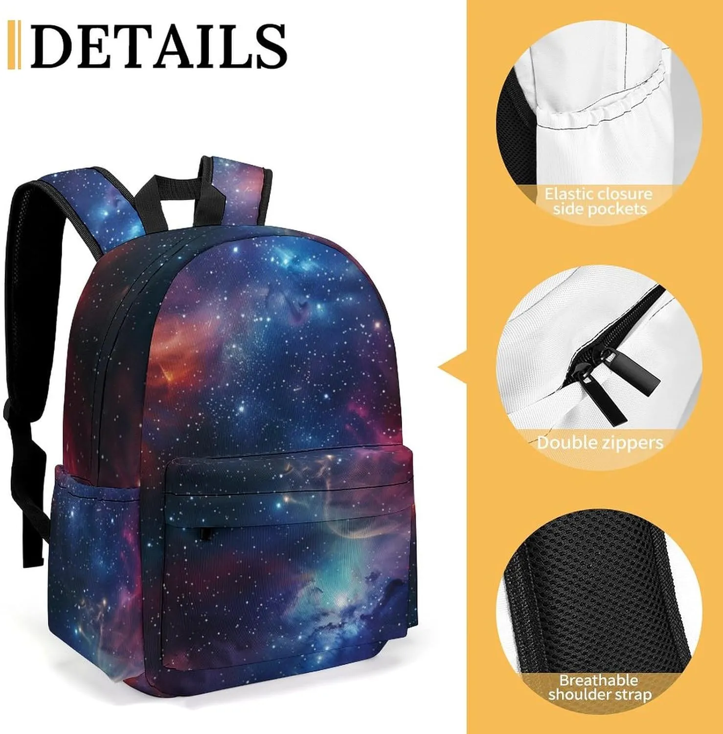 16 Inch Backpack Starry Galaxy Nebula Laptop Backpack School Bookbag Shoulder Bag Casual Daypack