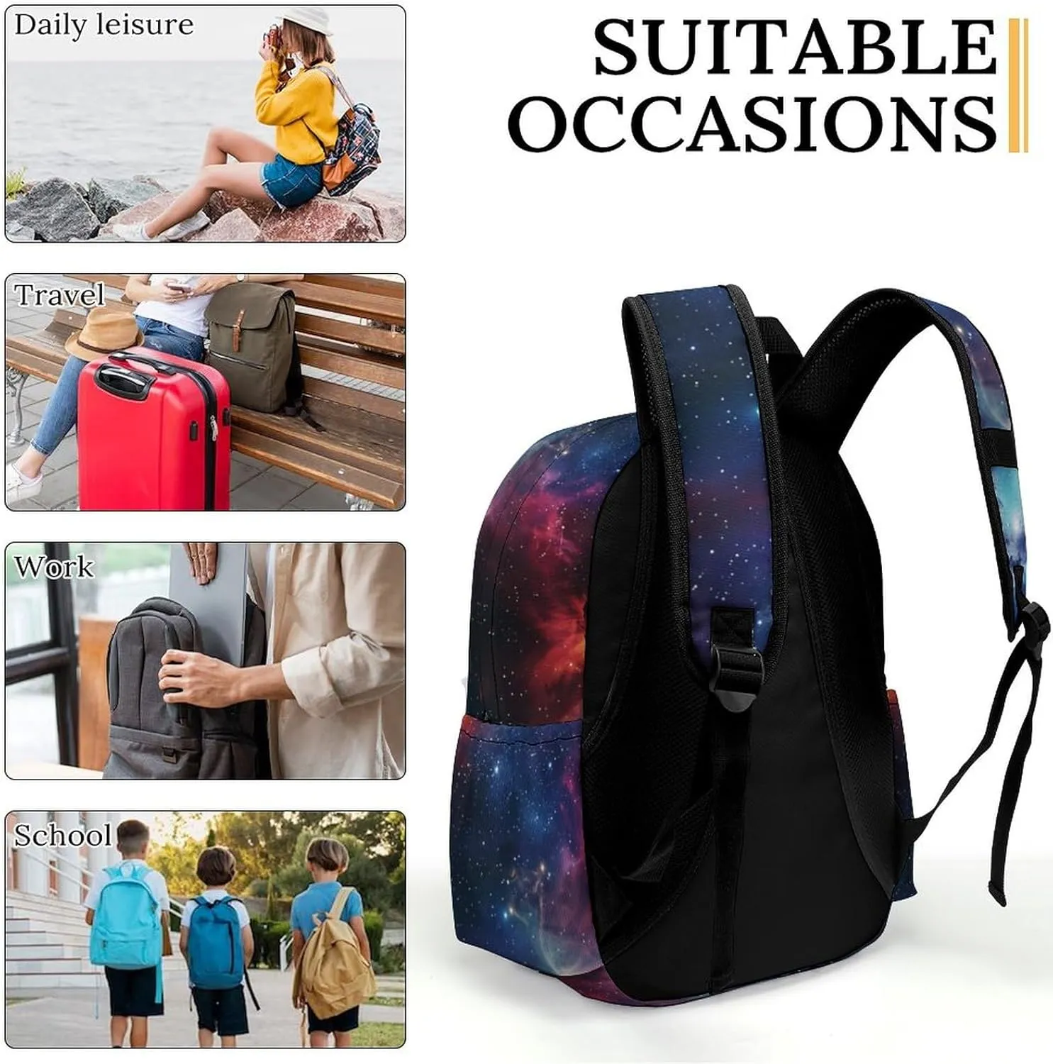 16 Inch Backpack Starry Galaxy Nebula Laptop Backpack School Bookbag Shoulder Bag Casual Daypack