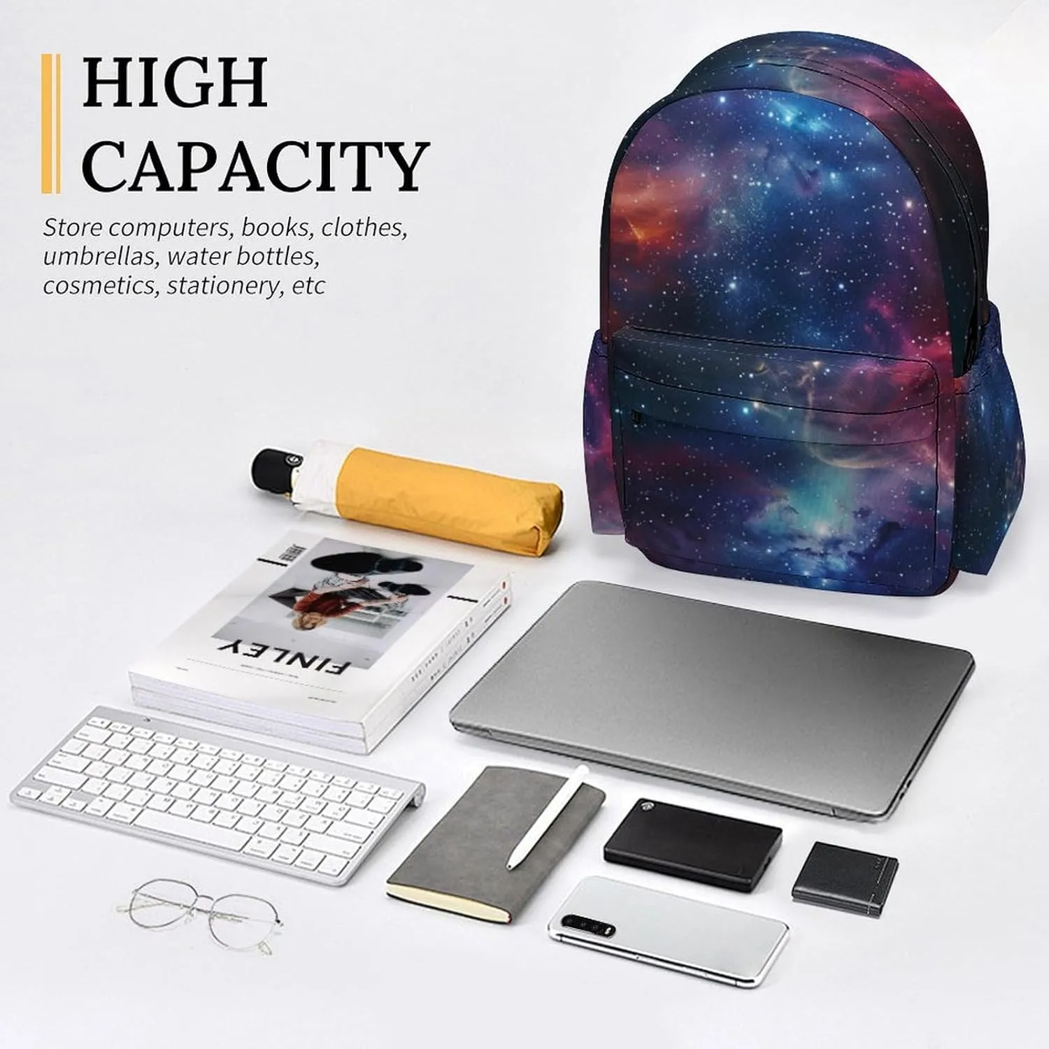 16 Inch Backpack Starry Galaxy Nebula Laptop Backpack School Bookbag Shoulder Bag Casual Daypack