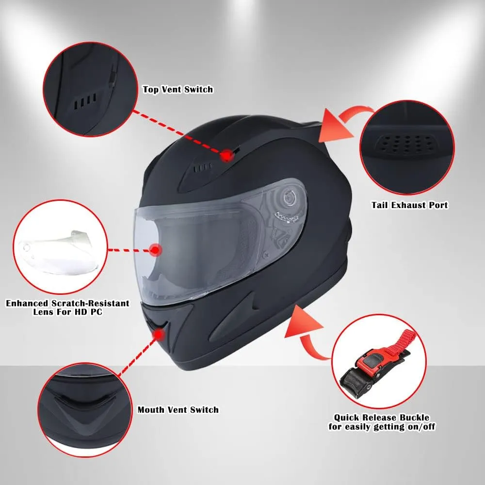 1Storm Motorcycle Bike Full Face Helmet Mechanic Skull: HJDJ11