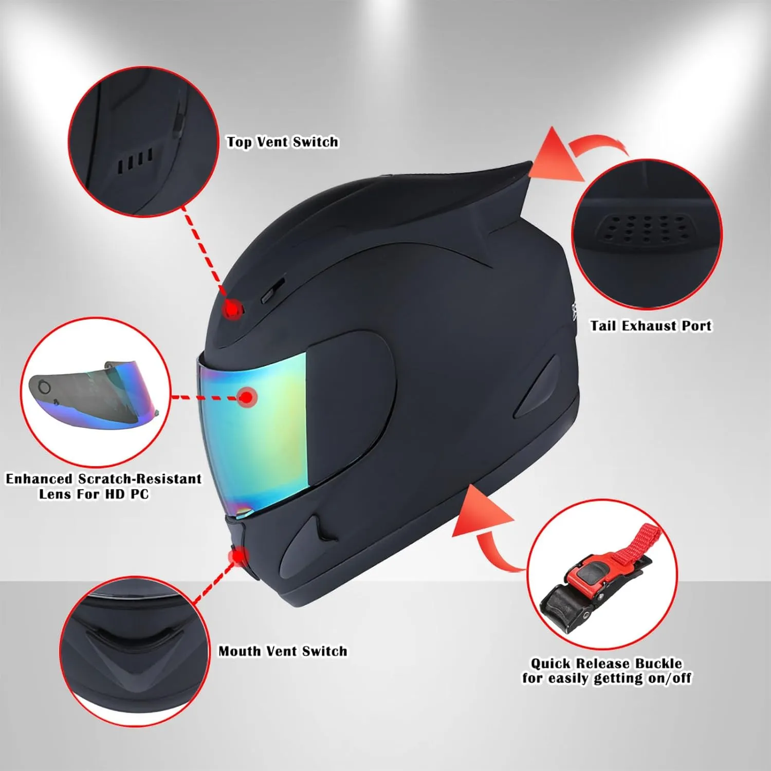 1Storm Motorcycle Bike Full Face Helmet Mechanic Skull: HJDJ11