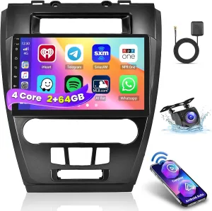 2 64G Android 13 Car Stereo Radio for Ford Fusion Mustang Mondeo 2009-2012, 10.1'' HD Touch Screen Compatible with CarPlay Android Auto, AHD Backup Camera, Mirror Link, GPS, WiFi, DSP