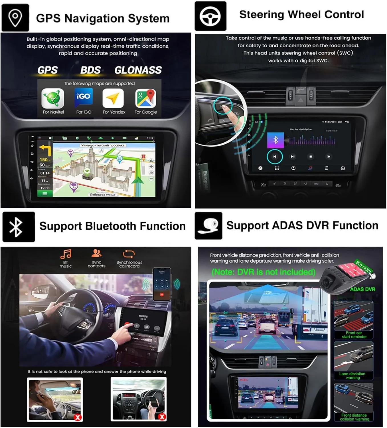 2 DIN Car Stereo Radio Navigation GPS Carplay Auto BT WiFi 4G FM RDS SWC Android 12 for Peugeot 301 for Citroen C-Elysee 2012-2016 9" Multimedia Player with Backup Camera