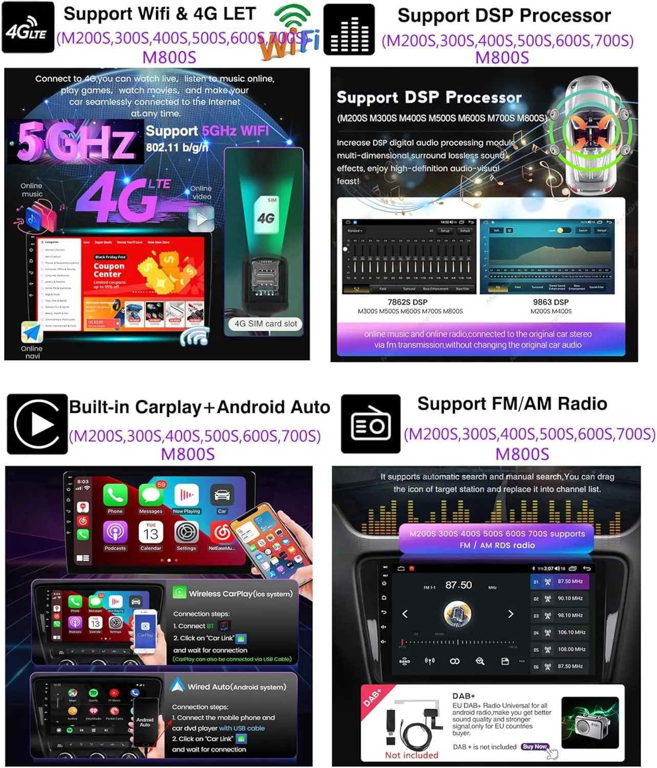2 DIN Car Stereo Radio Navigation GPS Carplay Auto BT WiFi 4G FM RDS SWC Android 12 for Peugeot 301 for Citroen C-Elysee 2012-2016 9" Multimedia Player with Backup Camera
