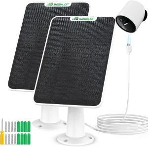 2 Pack 6W Solar Panel for SimpliSafe Outdoor Camera IP65 Weatherproof Solar Panel Charger Compatible with SimpliSafe Camera Solar Panels with Secure Wall Mount 9.8ft Cable 360° Adjustable Bracket
