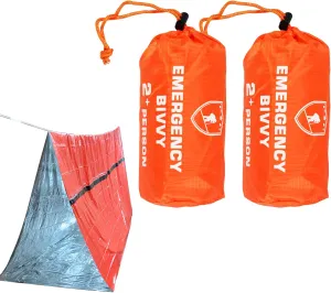 2 Pack Emergency Survival Tent, Bivy Sack, Lightweight Portable Survival Gear for Outdoor Camping Hiking Keep Warm After Earthquakes, Hurricanes Disasters