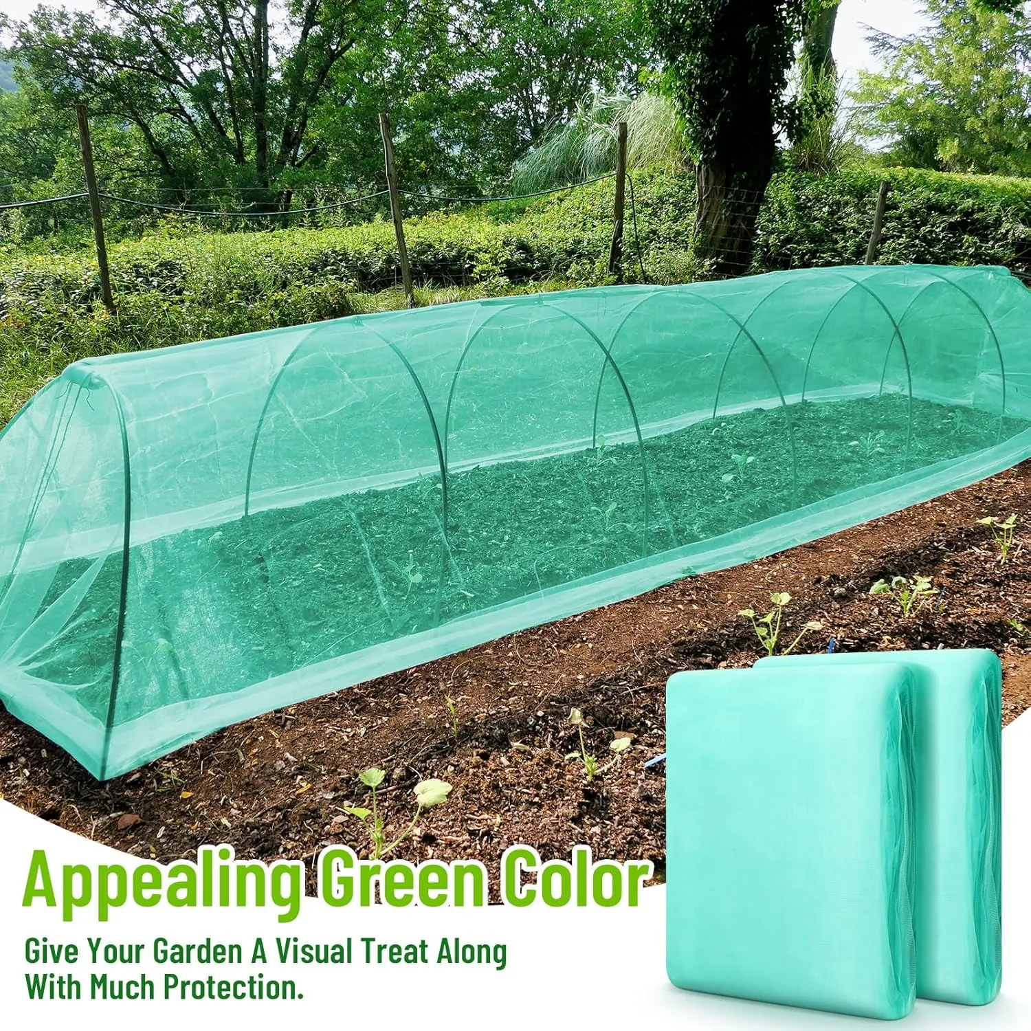 2 Pack Garden Netting 10 x 20 ft Ultra Fine Mesh Garden Netting Green Mesh Plant Cover Raised Beds Barrier Screen Protection for Vegetable Fruits Flowers Crops Greenhouse Rows from Birds Squirrels