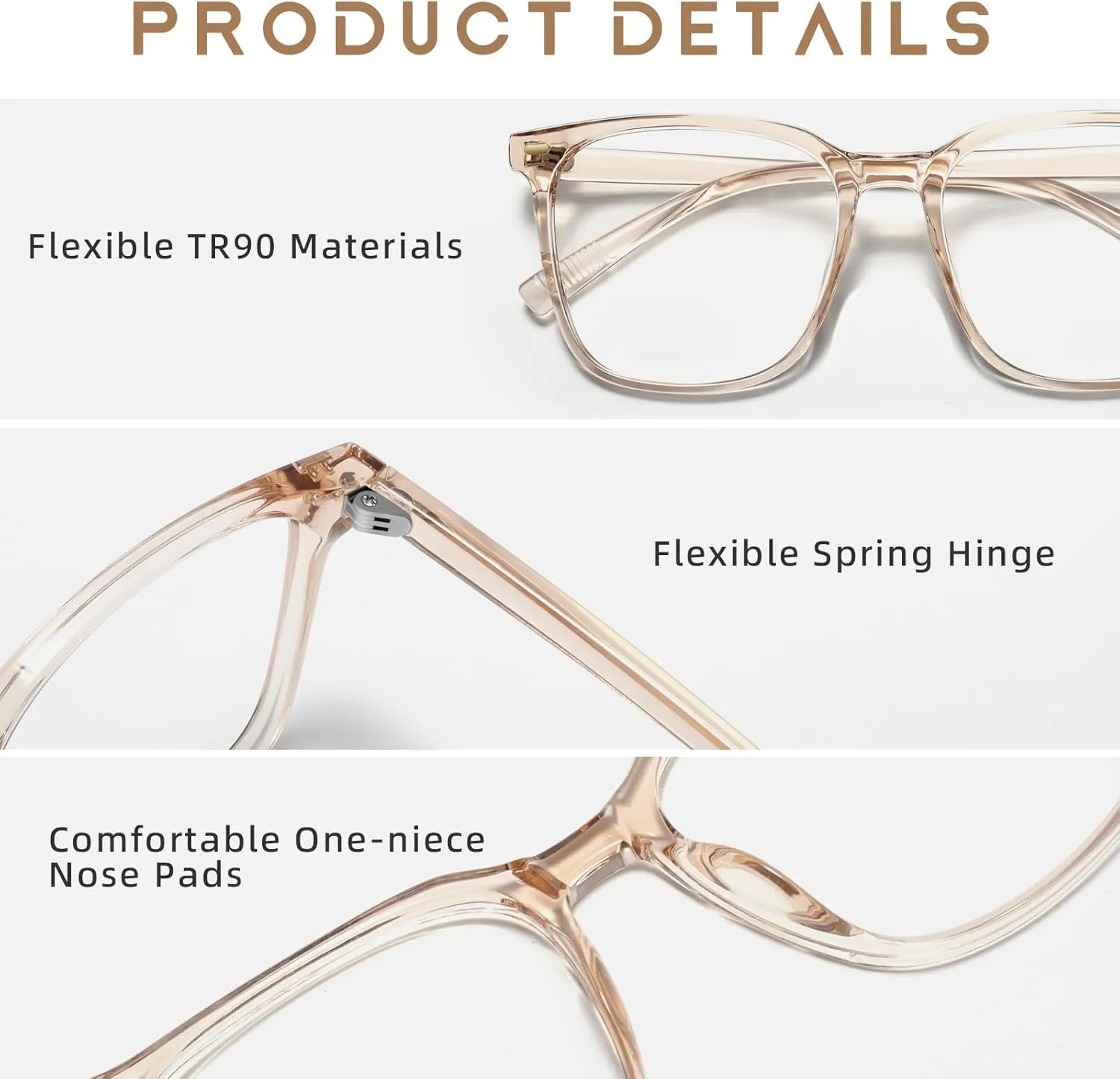 2-Pack Oversized Square Blue Light Blocking Glasses for Women Men, Anti-Fatigue Computer Monitor Gaming Glasses Reduce Eye Strain(Black transparent Brown)