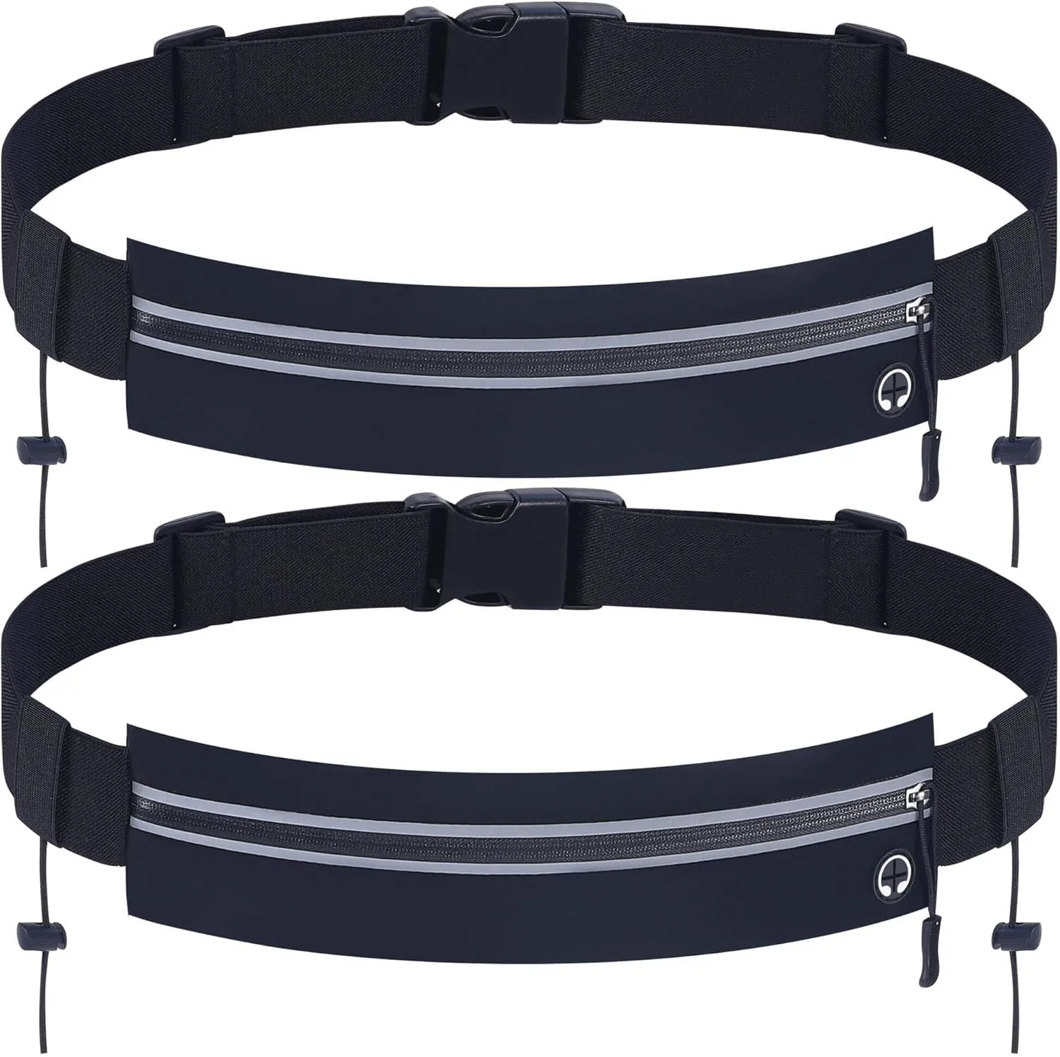 2 Pack Slim Running Belt Waist Pack – Waterproof Fanny Bag with Marathon Bib Holder & Adjustable Elastic Strap & Anti Theft Hidden Pouch for Phone Money Passport – Workout Gear for Men & Women Runners