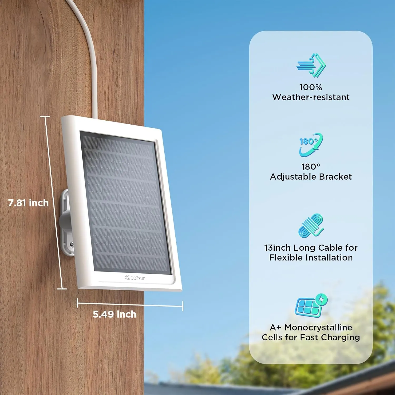 2 Pack - Solar Panel for Security Camera,Solar Charger for Ring Stick Up Cam Battery/Pro&Ring Spotlight Cam Battery/Plus/Pro, IP68 Waterproof 180° Adjustable Bracket 13FT Cable