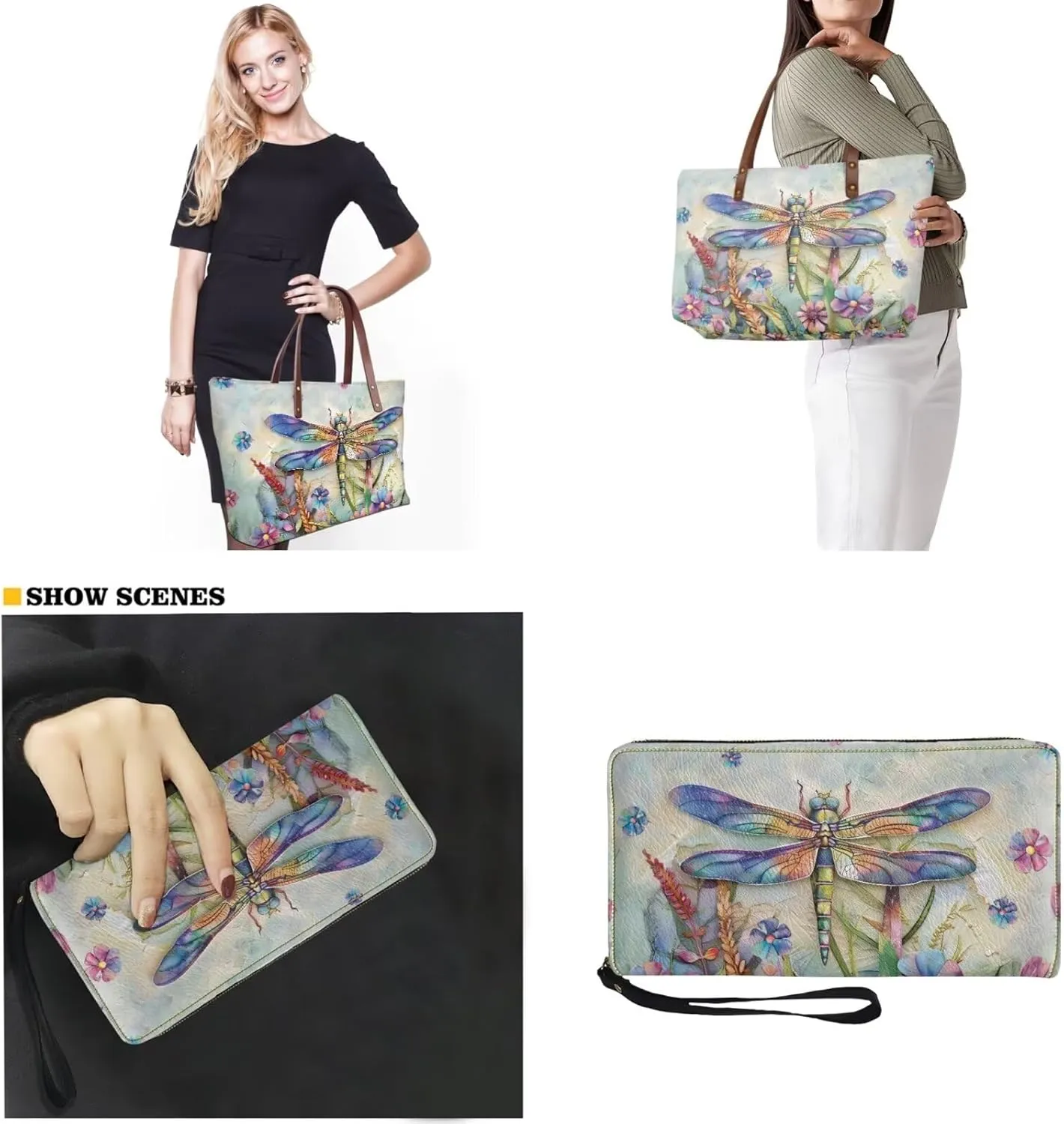 2 PCS Purse and Wallet Set for Women, Lightweight Large Top Handle Purse with PU Wallet for Work Party Shopping