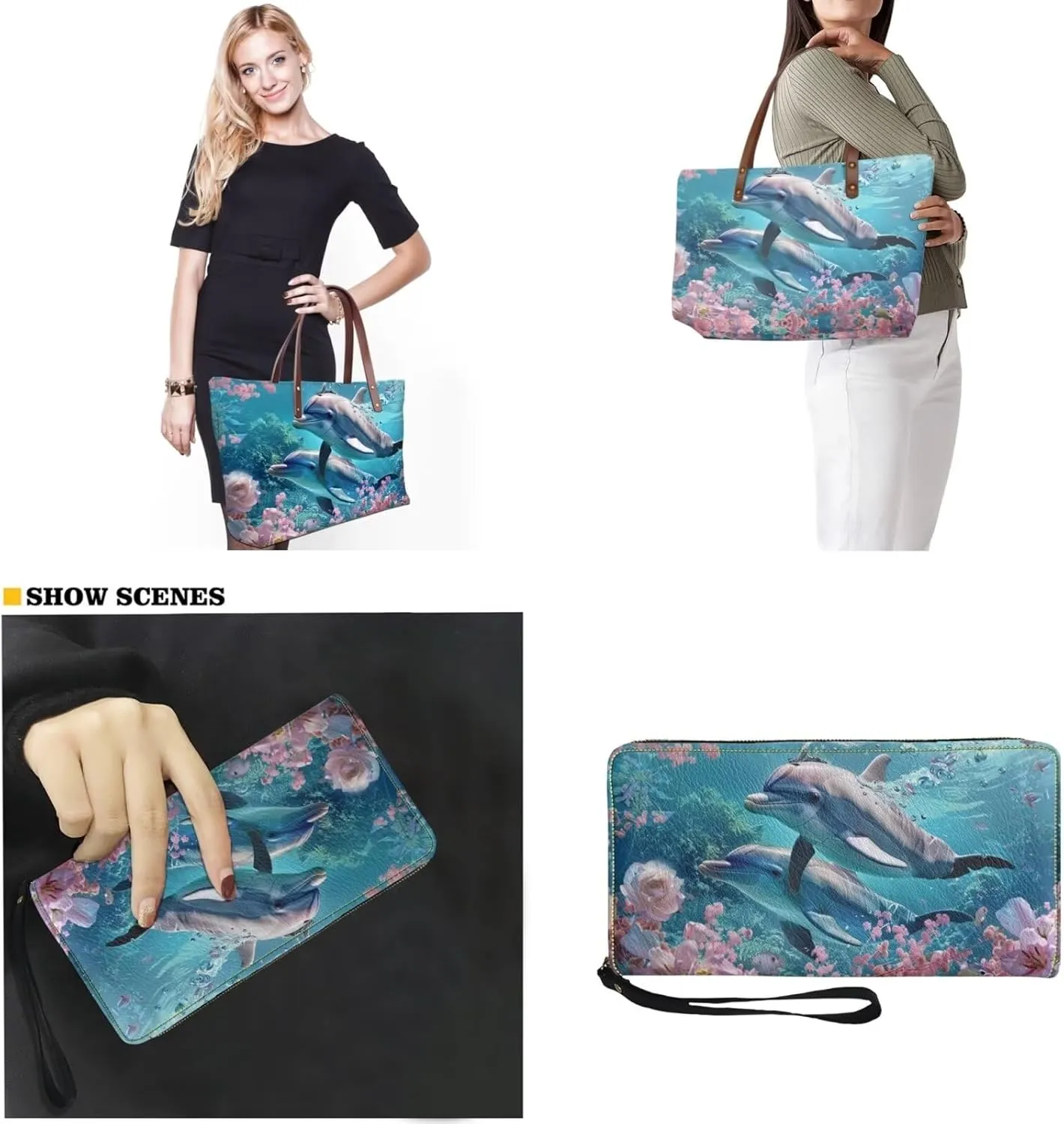 2 PCS Purse and Wallet Set for Women, Lightweight Large Top Handle Purse with PU Wallet for Work Party Shopping