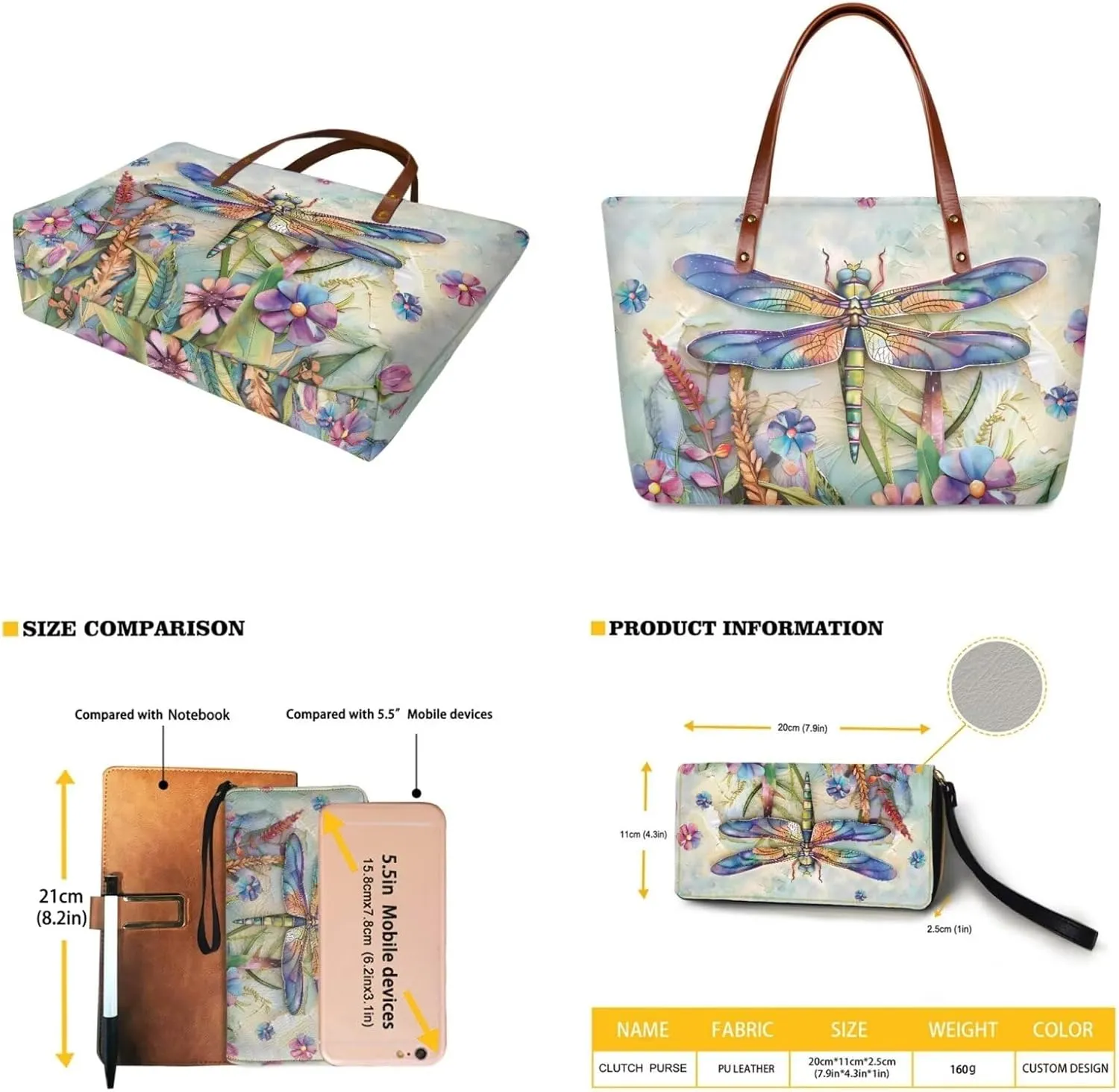 2 PCS Purse and Wallet Set for Women, Lightweight Large Top Handle Purse with PU Wallet for Work Party Shopping