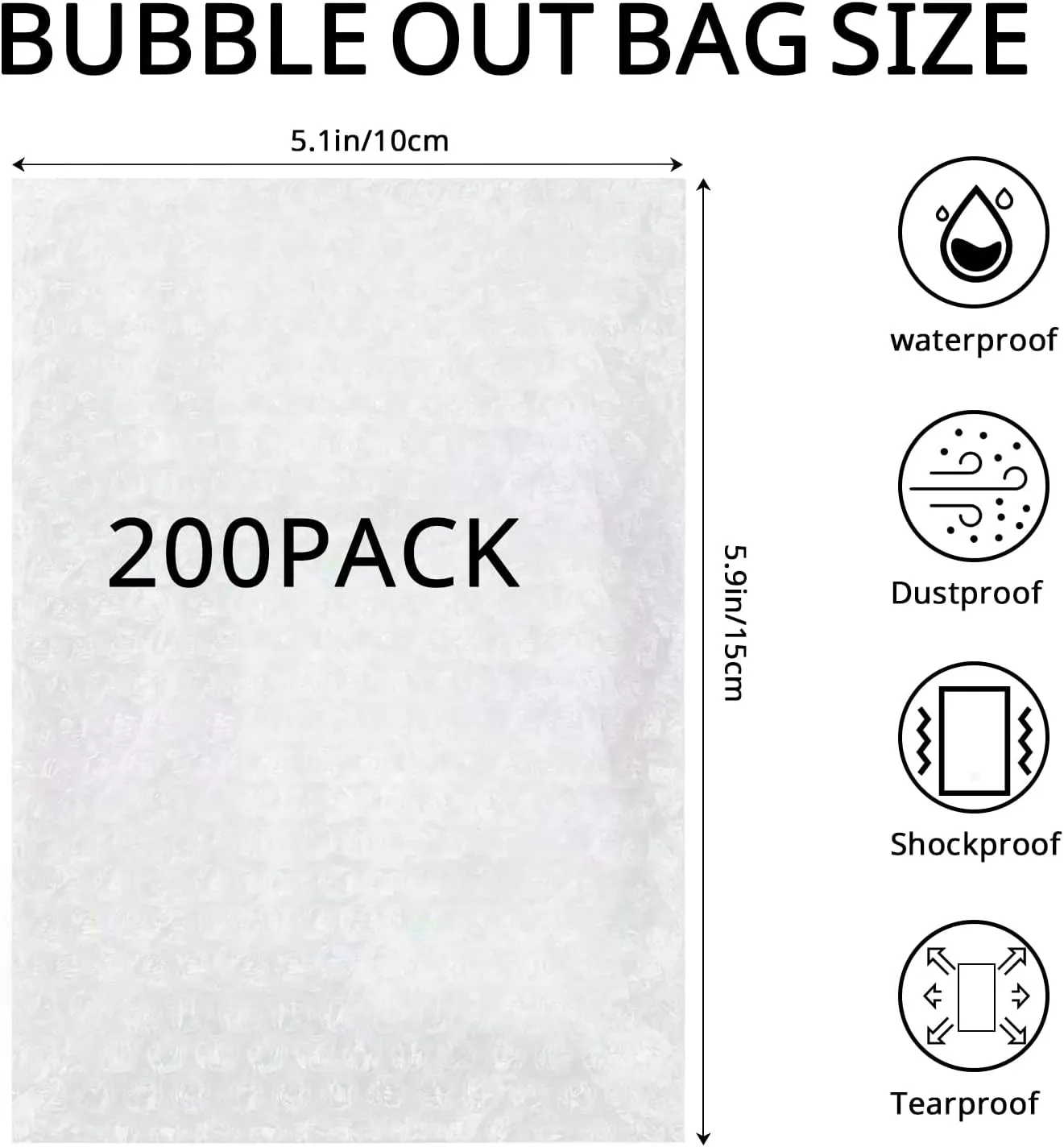 200Pcs Bubble Out Bags Pouches 5" x 6" Small Bubble Pouches Bag for Shipping, Double Walled Bubble Cushioning Bags for Packing, Moving, Shipping, and Storage