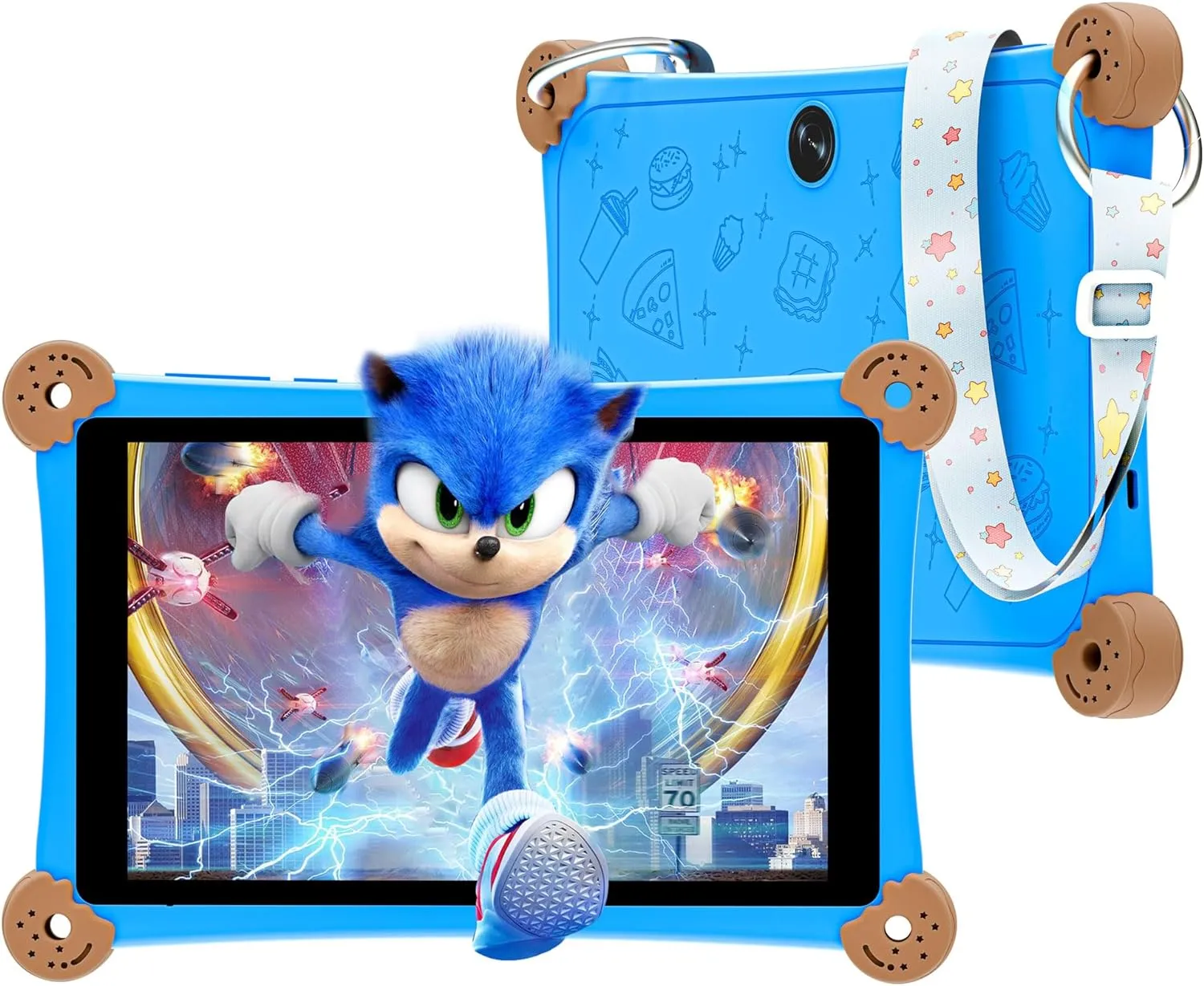 2025 Kids Tablet, 8 Inch Android Tablet for Kids 3-12 with KIDOZ Preinstalled, 6GB 32GB Storage, WiFi 6, Parental Control, Anti-Fall Design, Adjustable Strap Included, Great Gift for Kids