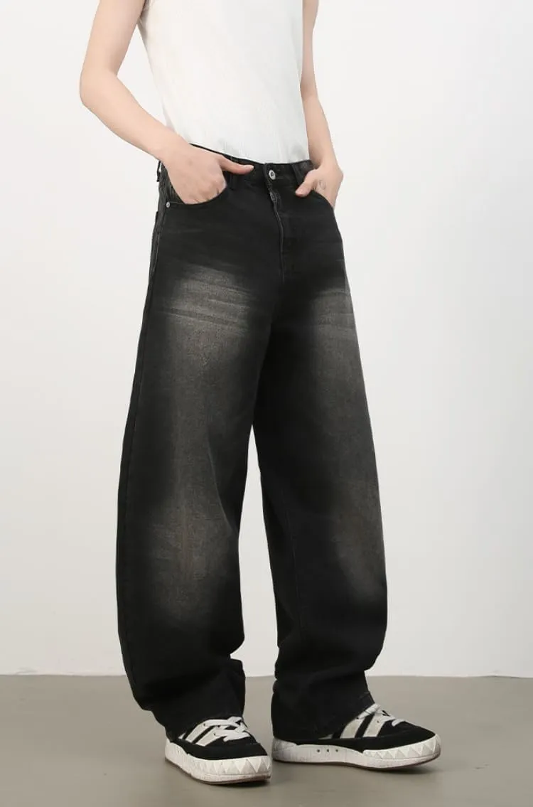 2025 Men's Wide Leg Baggy Jeans Y2K Vintage Barrel Denim Pants Loose Fit Long Skater Trousers Streetwear Y2k Clothes