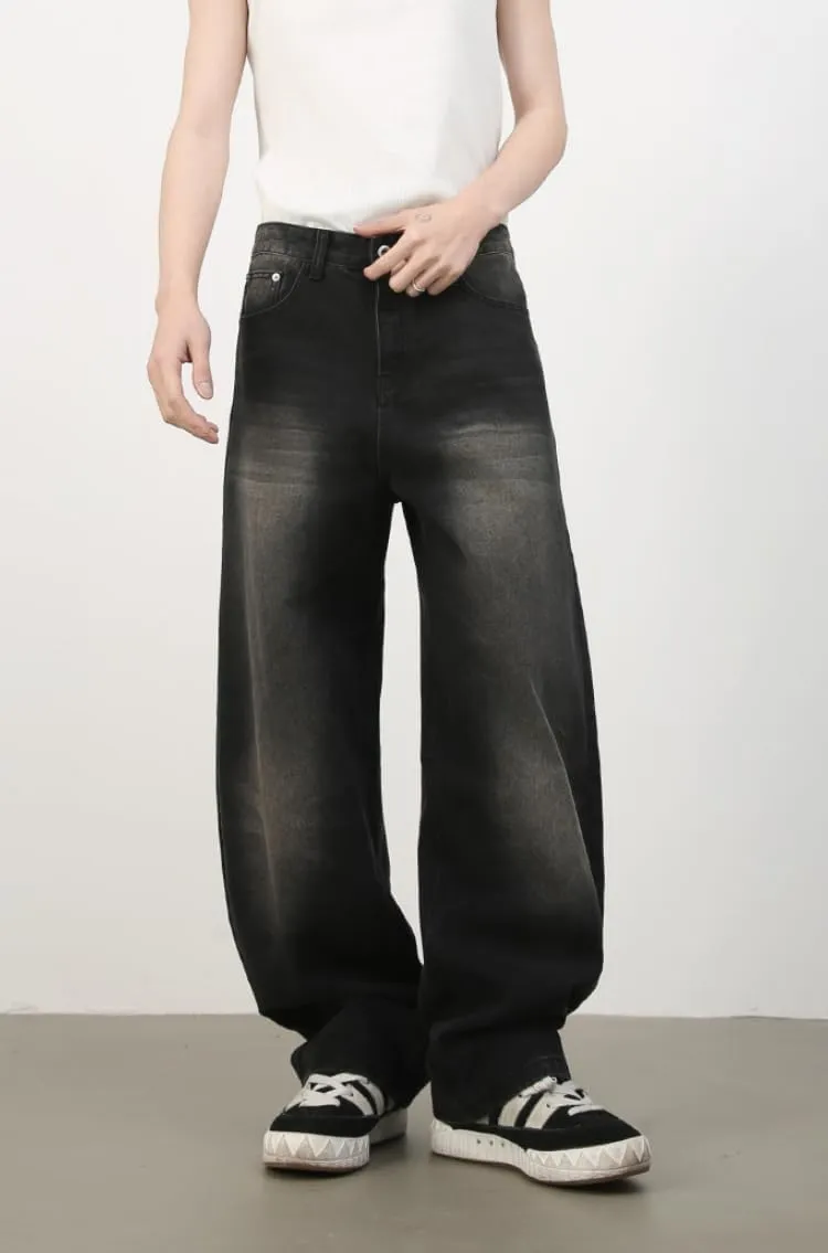 2025 Men's Wide Leg Baggy Jeans Y2K Vintage Barrel Denim Pants Loose Fit Long Skater Trousers Streetwear Y2k Clothes