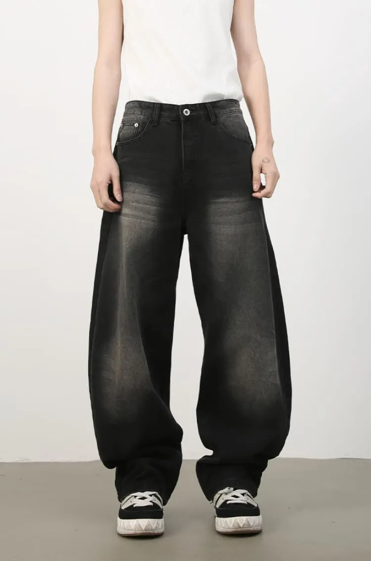 2025 Men's Wide Leg Baggy Jeans Y2K Vintage Barrel Denim Pants Loose Fit Long Skater Trousers Streetwear Y2k Clothes