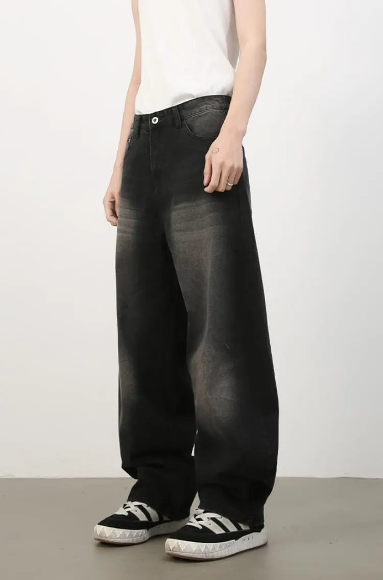 2025 Men's Wide Leg Baggy Jeans Y2K Vintage Barrel Denim Pants Loose Fit Long Skater Trousers Streetwear Y2k Clothes