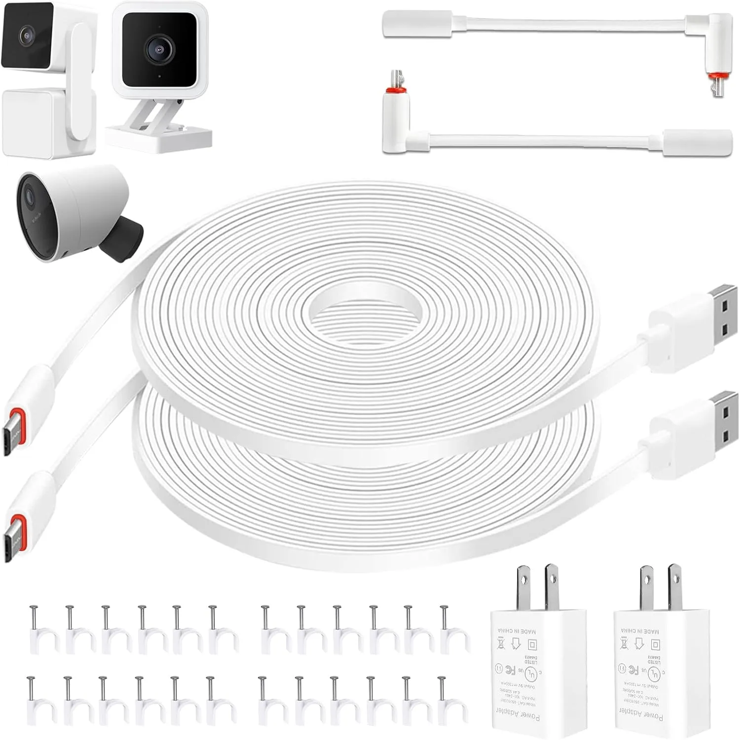 26 FT/8M Outdoor Power Adapter and Charging Cable for Wyze Cam v3/v4/OG/V3 Pro, Wyze Cam Pan v3, Power Cord Compatible with SimpliSafe Outdoor Security Camera, Waterproof Power Cable (2 Pack)