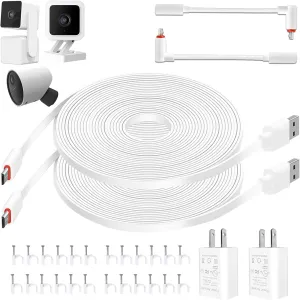 26 FT/8M Outdoor Power Adapter and Charging Cable for Wyze Cam v3/v4/OG/V3 Pro, Wyze Cam Pan v3, Power Cord Compatible with SimpliSafe Outdoor Security Camera, Waterproof Power Cable (2 Pack)