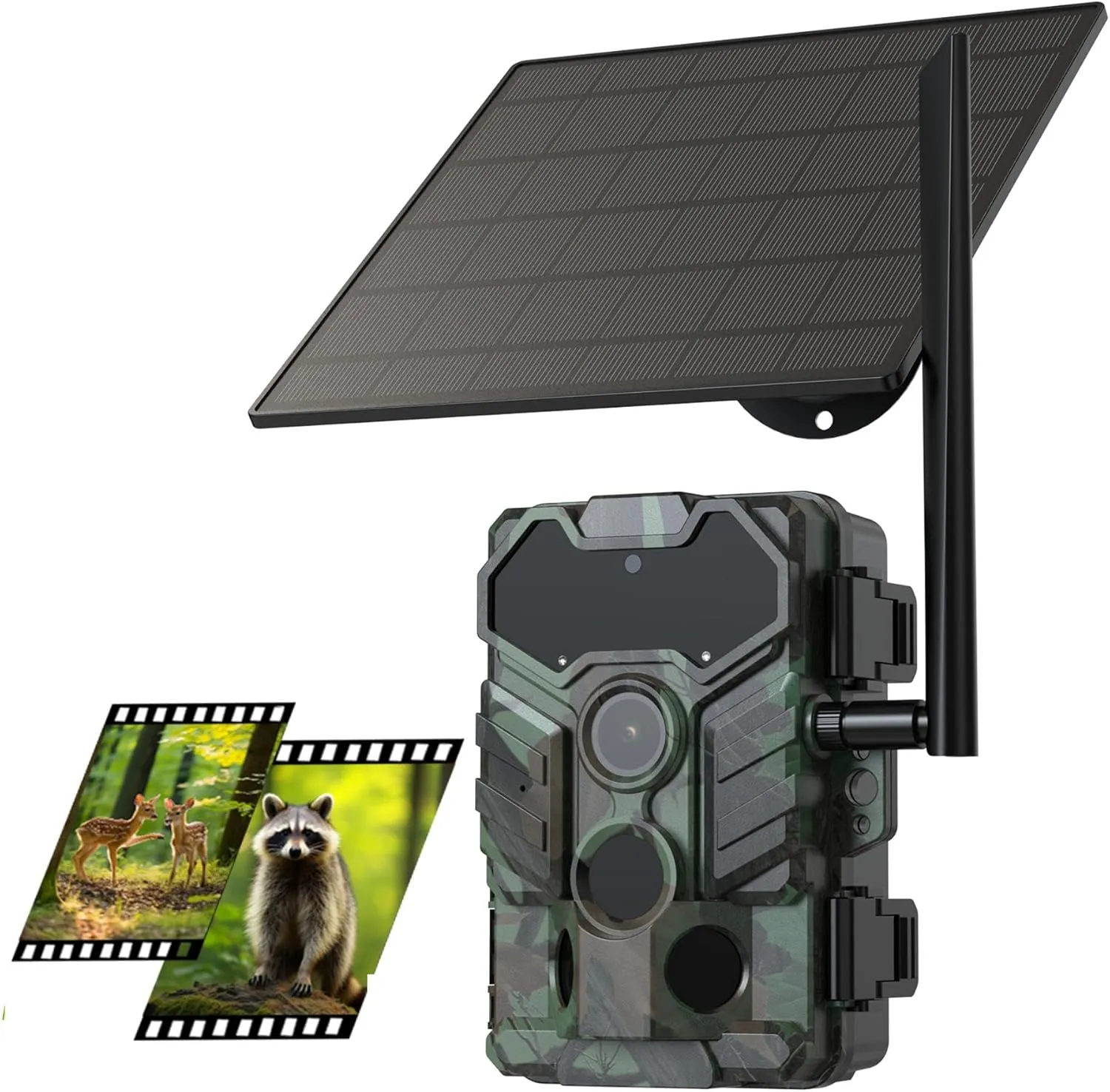2K 32MP 4G LTE Cellular Trail Cameras with Night Vision Motion Activated Waterproof IP66, Solar Powered Deer Camera Built-in SIM Card, Hunting & Game Camera 0.2s Trigger Time (1 Pcs Style-E)