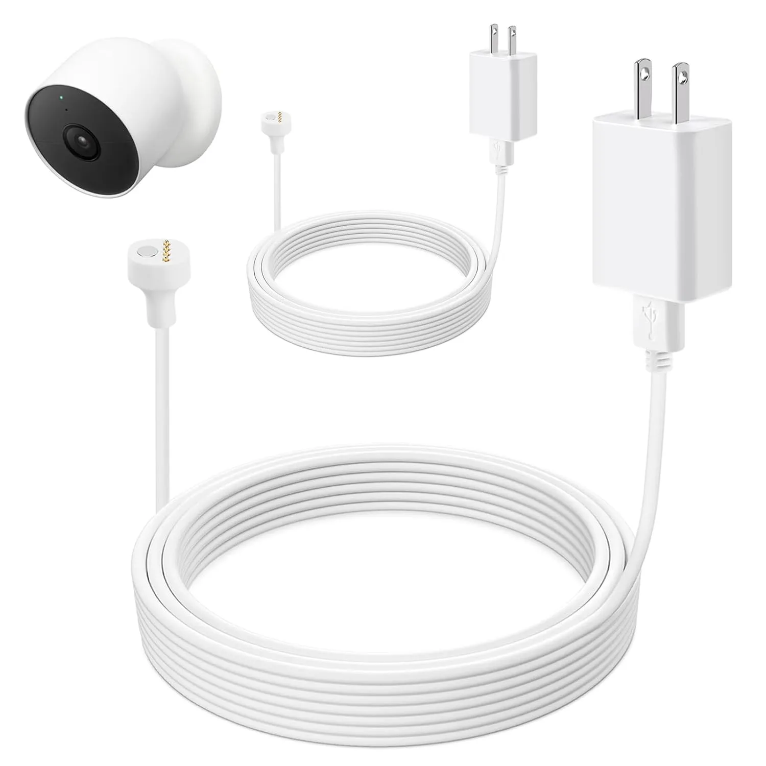 2Pack Power Cable for Google Nest Cam Outdoor or Indoor, Battery(2nd Generation) 16FT/5M Weatherproof Charging Cable with Adapter for Nest Cam (Battery), 5V 2A Outdoor Charger Cable