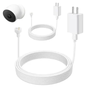2Pack Power Cable for Google Nest Cam Outdoor or Indoor, Battery(2nd Generation) 16FT/5M Weatherproof Charging Cable with Adapter for Nest Cam (Battery), 5V 2A Outdoor Charger Cable