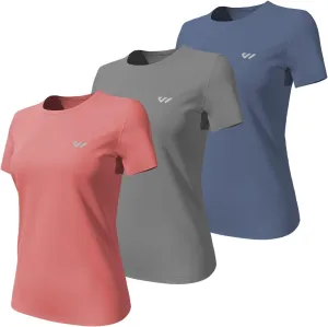3-5 Pack Workout Shirts Women Running Quick Dry Crew Neck Gym Moisture Wicking T-Shirts Athletic Yoga Tee Top UPF 50 