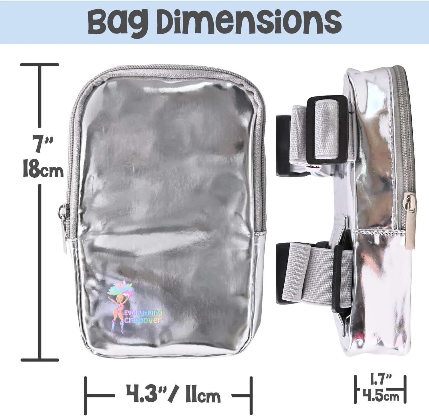 3-IN-1 Thigh Bag Fanny Pack Crossbody Bag | Carnival Leg Harness for Women | Glossy Waist Bag | Rave Leg Pack with Buckles | Metallic Silver