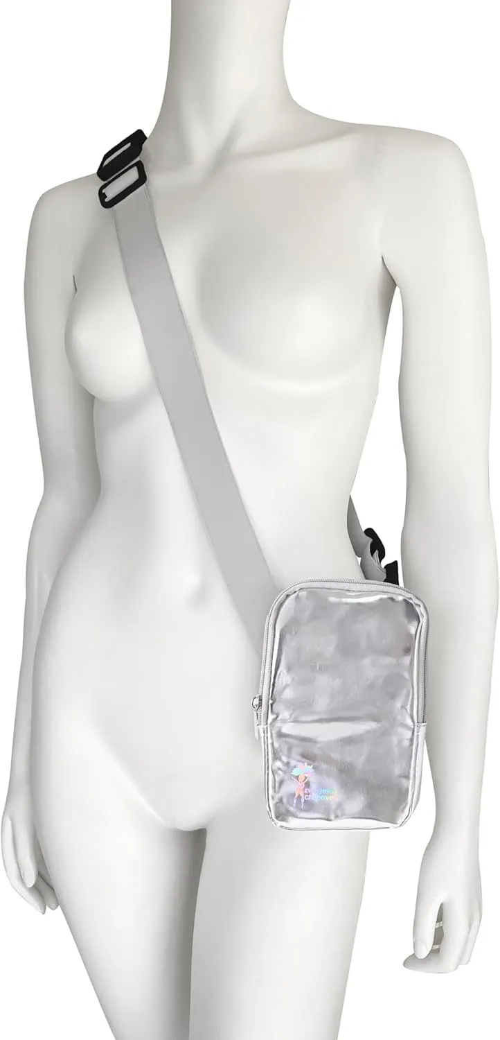 3-IN-1 Thigh Bag Fanny Pack Crossbody Bag | Carnival Leg Harness for Women | Glossy Waist Bag | Rave Leg Pack with Buckles | Metallic Silver