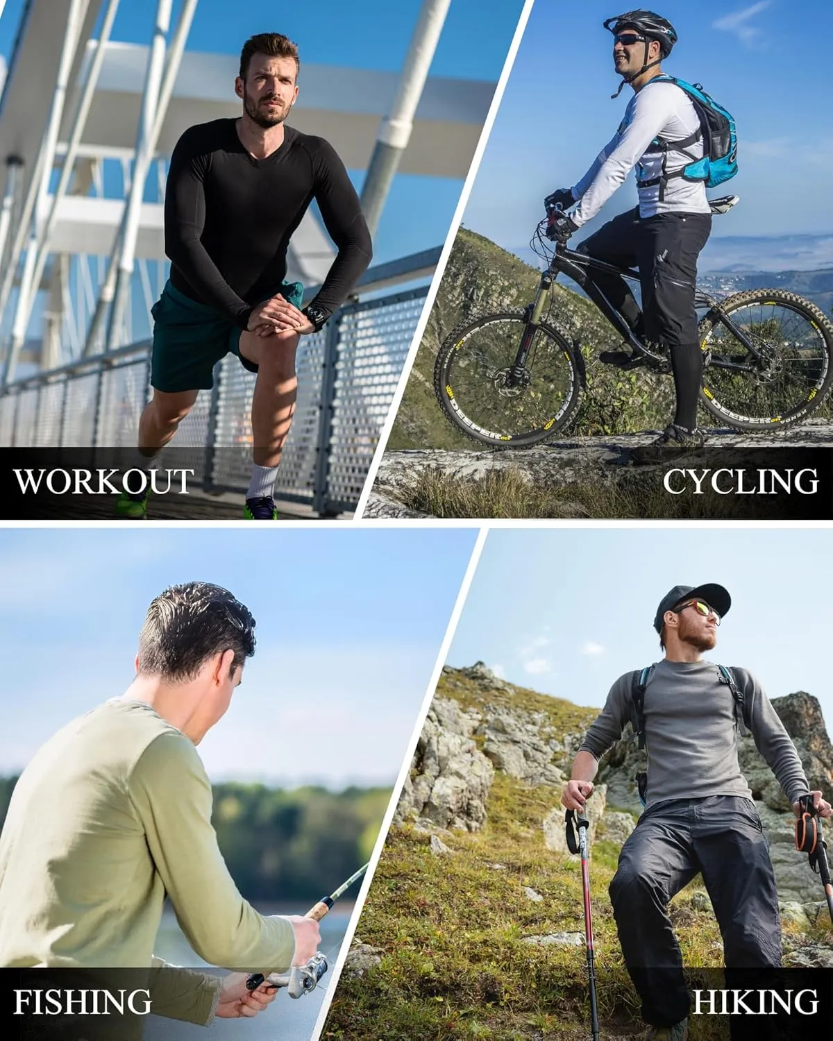 3 Pack Men's Rash Guard Shirts Long Sleeve UV SPF UPF 50  Sun Protection Shirts Swim Shirts Quick Dry Workout Hiking