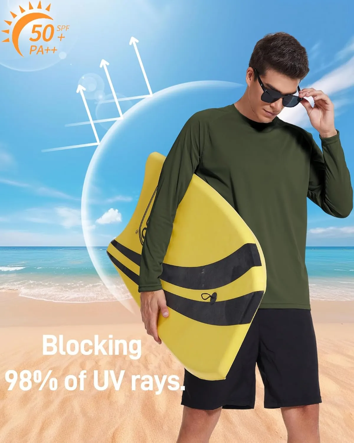 3 Pack Men's Rash Guard Shirts Long Sleeve UV SPF UPF 50  Sun Protection Shirts Swim Shirts Quick Dry Workout Hiking