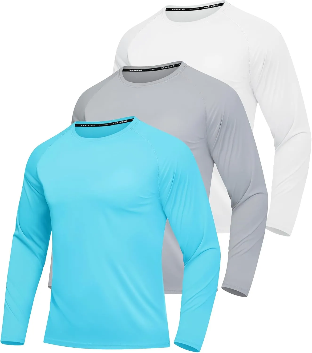 3 Pack Men's Rash Guard Shirts Long Sleeve UV SPF UPF 50  Sun Protection Shirts Swim Shirts Quick Dry Workout Hiking