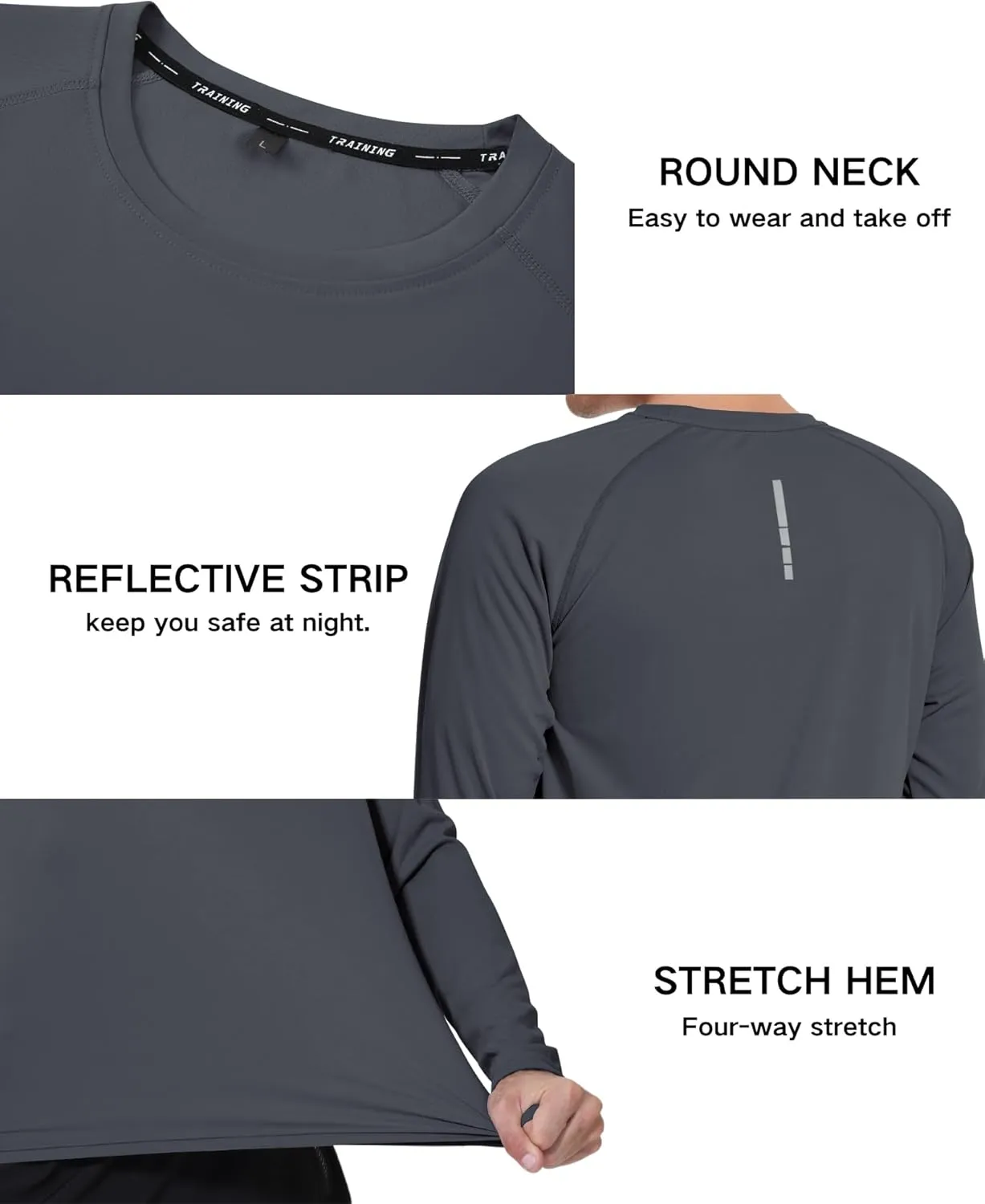 3 Pack Men's Rash Guard Shirts Long Sleeve UV SPF UPF 50  Sun Protection Shirts Swim Shirts Quick Dry Workout Hiking