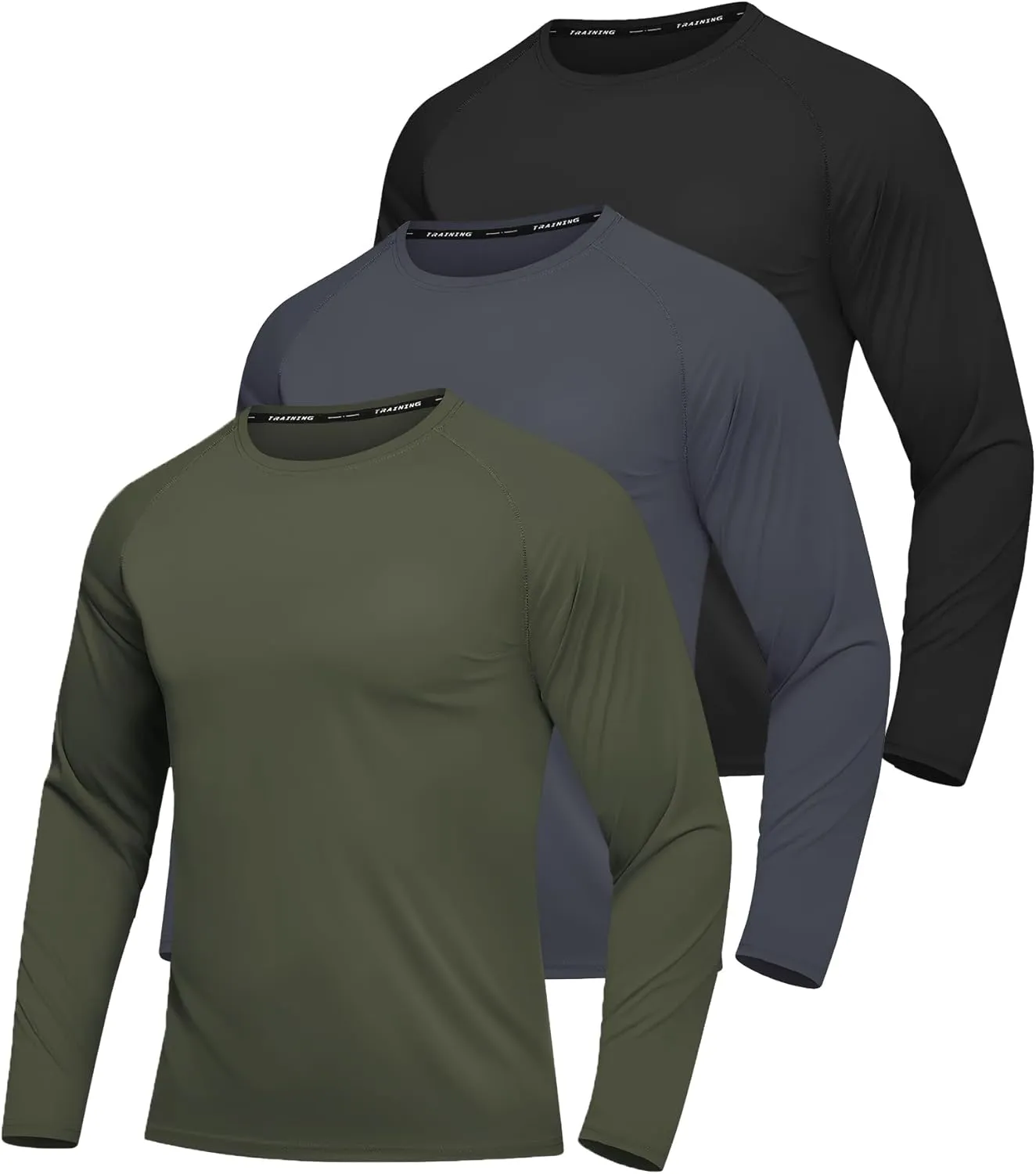 3 Pack Men's Rash Guard Shirts Long Sleeve UV SPF UPF 50  Sun Protection Shirts Swim Shirts Quick Dry Workout Hiking