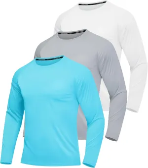 3 Pack Men's Rash Guard Shirts Long Sleeve UV SPF UPF 50  Sun Protection Shirts Swim Shirts Quick Dry Workout Hiking