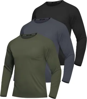 3 Pack Men's Rash Guard Shirts Long Sleeve UV SPF UPF 50  Sun Protection Shirts Swim Shirts Quick Dry Workout Hiking