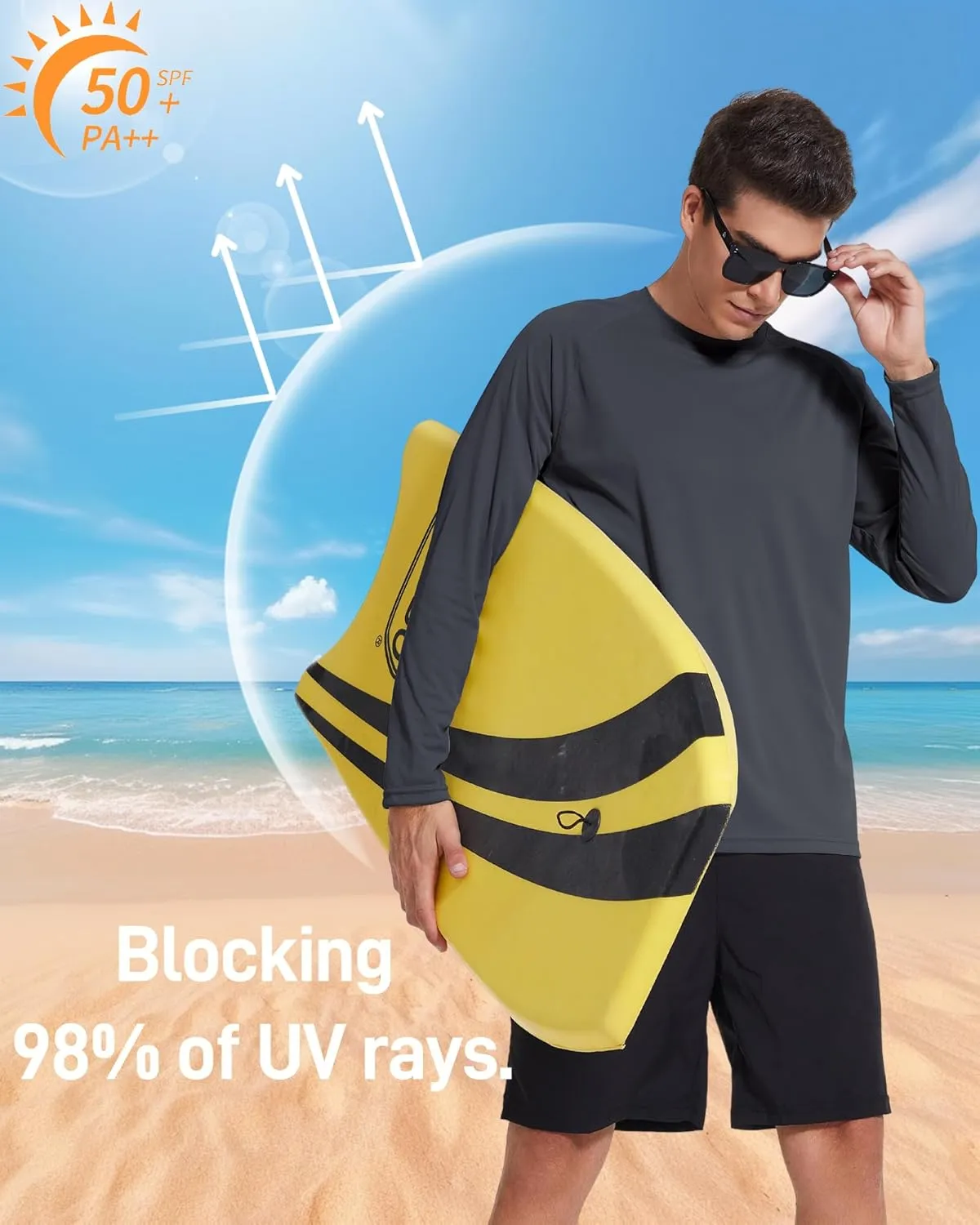3 Pack Men's Rash Guard Shirts Long Sleeve UV SPF UPF 50  Sun Protection Shirts Swim Shirts Quick Dry Workout Hiking