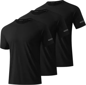 3 Pack Workout Shirts for Men Short Sleeve UPF 50  Sun Protection Tee Moisture Wicking Athletic Rash Guard T-Shirts Running