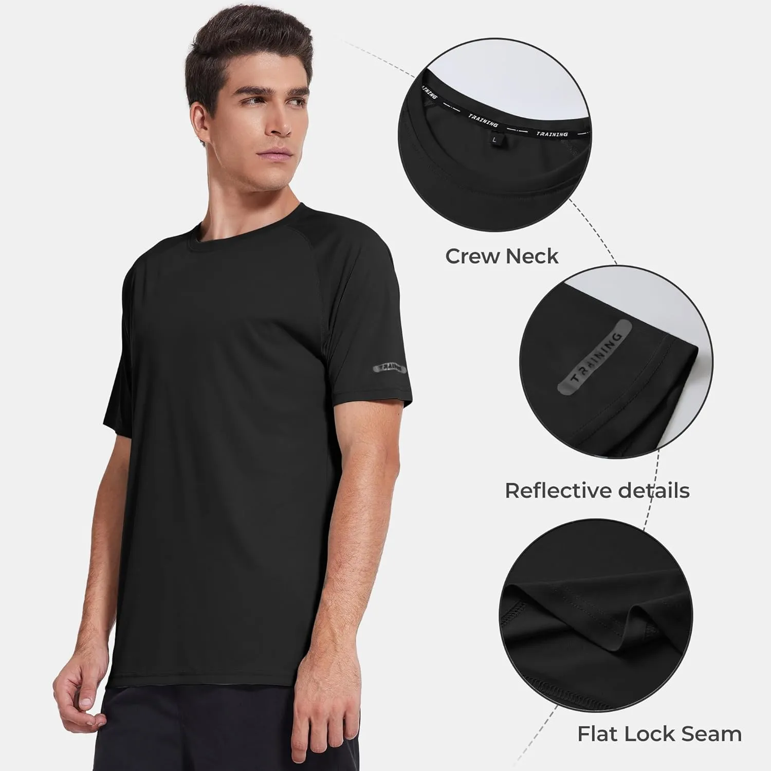 3 Pack Workout Shirts for Men Short Sleeve UPF 50  Sun Protection Tee Moisture Wicking Athletic Rash Guard T-Shirts Running