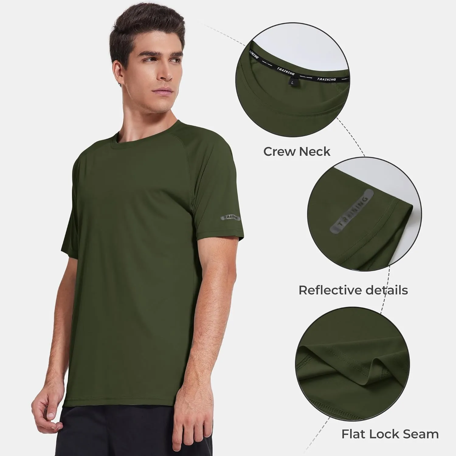 3 Pack Workout Shirts for Men Short Sleeve UPF 50  Sun Protection Tee Moisture Wicking Athletic Rash Guard T-Shirts Running