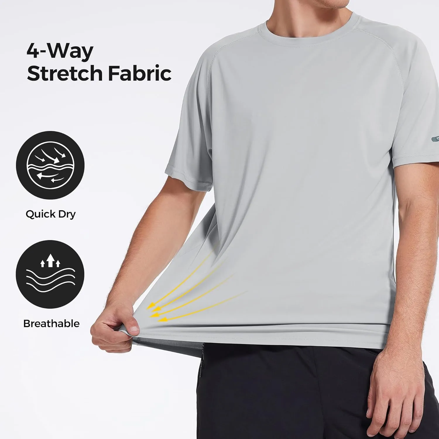 3 Pack Workout Shirts for Men Short Sleeve UPF 50  Sun Protection Tee Moisture Wicking Athletic Rash Guard T-Shirts Running